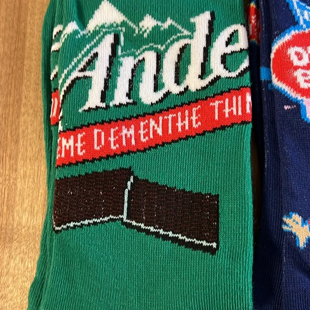 Andes Thins Dubble Bubble Logo Unisex 2 Pair Crew Socks NWT